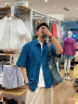 后探（HouTan）工装衬衫男短袖纯棉高级感夏季休闲宽松美式硬挺重磅半袖衬衣体恤 孔雀蓝 XL（140-160斤） 晒单实拍图
