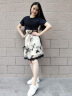 墨茉（MORIMUIR）新款连衣裙子女夏季短袖蕾丝雪纺衫女网纱刺绣遮肚子宽松显瘦韩版 黑色 4XL(145-160斤) 实拍图