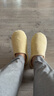 内泊（NEIBO）乳胶棉拖鞋女冬季天大码男士室内家居鞋防滑防臭橡胶软底羊毛黄42 实拍图