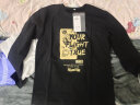 雅鹿长袖t恤男纯棉春秋季宽松休闲打底衫青少年重磅潮流印花长袖男T恤 黑/飞行梦 L ( 建议110斤-125斤可穿 ) 实拍图