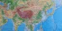2024世界地形图挂图 平面地形挂图 1.5米x1.1亚膜挂绳整张 等高线地图 实拍图