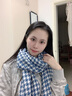 浩冠 围巾女秋冬季保暖针织学生围脖披肩韩版毛线流苏撞色千鸟格围巾 千鸟格蓝色 实拍图