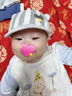 李晨曦（Lichenxi）婴儿帽子春秋0-3-6个月薄款可爱纯棉幼儿男童女宝宝新生儿鸭舌帽1 灰色   条纹皮标BABY鸭舌帽 小号头围38-44cm  参考1-6个月 实拍图