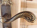 老铜匠门锁全铜卧室门仿古复古欧式把手门把锁心机械锁仿古室内门卧室 中号青古铜色504-304 35-45mm 实拍图