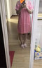 达芬奇密码睡衣女士春夏季仿丝家居服冰丝睡裙蕾丝 送妈妈母亲节礼物 1615粉色 XL 实拍图