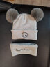 李晨曦 婴儿帽子秋冬男女宝宝保暖套头帽新生儿针织毛线帽围脖二件套装 笑脸二件套毛线帽 卡其 适合0-12个月宝宝帽围38-49CM 实拍图