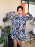晟琬琪运动泳衣女分体裙式三件套罩衫长袖防晒保守遮肚显瘦泡温泉游泳装 黑色 L 实拍图