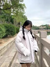 妍莉芬冬季工装羽绒棉服女2024年新款宽松棉衣女潮韩版连帽加厚棉袄外套 灰白色 M(建议100-115斤) 实拍图