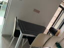 小镇壹号 餐桌简约家用小户型吃饭桌铁艺钢化玻璃餐桌椅组合 130*80黑玻璃+A款6棕椅子 实拍图