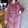 曼德莱芬秋冬季珊瑚绒夹棉睡衣女中老年人中年妈妈三层加厚加绒保暖家居服 81036 XL建议120-140斤 实拍图