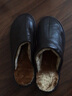 范米尼 加宽大码头层牛皮棉拖鞋家居真皮拖鞋居家用办公室内秋冬季男士女式老人保暖毛绒地板静音软底防滑 605:棕色 30适合45-46码 实拍图