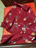 优婷菲（YOUTINGFEI）睡衣女春秋季纯棉长袖薄款宽松全棉家居服女士秋款大码套装可外穿 YD-7550深红 M (身高152-160 体重90-108) 实拍图