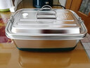 博曼斯（BOMANSI）304不锈钢饭盒食品级上班族学生食堂打饭便当盒蒸饭餐盒大容量 双层三格2L+餐具+保温袋 实拍图