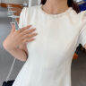 LIME FLARE莱茵福莱尔白色小香风法式圆领收腰连衣裙2024夏季新款简约A字裙 白色 M 晒单实拍图