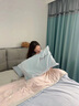 曼克顿（MANKEDUN）家纺简约床上四件套水洗棉纯色刺绣床单被套家用宿舍三件床品套件 卡芙-天空蓝+奶昔白 四件套1.8 床单款 （被套200*230cm） 实拍图