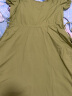 热风（Hotwind）连衣裙女2024年春季新款女士气质方领法式全棉透气显瘦长裙子 07绿色 M 晒单实拍图