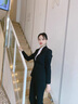 BILLIE GENE大学生西装外套女职业正装大码套装修身黑西服面试答辩工作小个子 黑色（外套+裤子） XL 实拍图