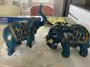冰石美大象摆件现代家居装饰品欧式客厅酒柜电视柜摆设工艺品开业礼物 大象摆件（仿古蓝一对-带礼盒） 实拍图