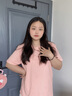 澳贝妮纯棉短袖男女同款夏季全棉纯色t恤半袖打底衫100%新疆棉上衣体恤 皮粉色 XXL  135-155斤 实拍图