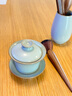 雅瓷汝窑三才盖碗陶瓷功夫茶杯家用泡茶碗可养开片礼盒装汝瓷三合盖碗 汝窑三合盖碗 实拍图