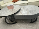 法帝邦岩板茶几客厅家用轻奢现代简约小户型椭圆形网红新款高级感小茶几 [黑架灰柜]120摩登灰+80摩登灰 实拍图