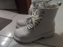 回力（Warrior）官方马丁靴女鞋秋冬季英伦风女士高帮厚底增高工装短靴子女米色37 实拍图