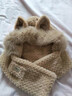 柠月静苼狐狸毛绒帽子围巾一体女秋冬季可爱骑车加绒保暖护耳帽学生日礼物 卡其色 实拍图