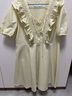 独束大码女装法式气质甜美泡泡袖连衣裙女夏装新款微胖mm高腰A字裙 香草黄 3XL 实拍图