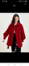 尚都比拉冬季100%羊毛双排扣毛呢大衣女腰带灯笼袖双面呢外套 正红 XL  实拍图