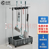申梵（SHENFAN）拖把架落地式移动不锈钢放扫把墩布挂架清洁工具收纳整理置物架子 连体款5拖6钩带盆【小轮】 实拍图
