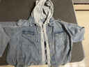 至唯 痞帅牛仔夹克男春秋潮牌ins连帽宽松百搭外套潮流韩版假两件上衣 蓝色 XL 【推荐130-150斤】 实拍图