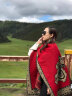 朗琦威尊民族风空调房披肩女加厚围巾西藏旅游斗篷式披肩两用外搭潮外搭 腰果花红色 60-80cm 晒单实拍图