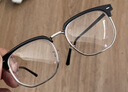 狮旅 半框眼镜理工男复古黑防蓝光斯文商务痞帅平光护眼睛无度数女 亮黑银框 双眼1.56左右300度 实拍图
