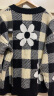 EVERAU×eyeye设计师联名款女士花卉系列格纹毛衣开衫慵懒风V领针织衫 黑色 均码 晒单实拍图