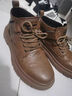 西域骆驼（VANCAMEL）秋冬马丁靴男鞋秋季真皮2025新款英伦高帮免系带休闲复古工装皮鞋 卡其【升级款】 41 实拍图