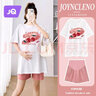 婧麒孕妇装夏装上衣短袖棉宽松T恤短裤遮肚子可爱印花套装大码韩版 T恤【樱桃】奶茶色Jwc63763 XL 实拍图