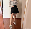 萝美酱春秋半身裙女包臀裙裤胖mm新款短裙高腰显瘦不规则开叉a字裙宽松 黑色 M 【建议90-100斤】 实拍图