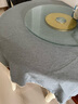 百菲桌布防水防油免洗北欧纯色仿棉麻圆形大圆桌餐桌垫布艺书桌茶几布 灰蓝-蕾丝边（防水防油） 圆桌布直径180cm 实拍图