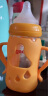 适用二代贝亲奶瓶配件保护套防摔硅胶套宽口径吸管婴儿玻璃防破把手柄 160橙色保护套 实拍图
