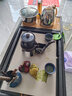 瓷牌茗茶具功夫茶具茶盘实木家用整套四合一电热炉茶台茶托盘排水式仿乌金石 招财进宝变色4合1+兔毫蓝自动 实拍图