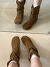 星期六短靴女平底复古休闲显瘦时尚堆堆靴2025秋季新款 棕色 37 (235mm) 标准码 实拍图