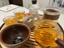 初雪 公道杯加茶漏三件套装侧把公杯茶滤玻璃分茶器茶海锤纹功夫茶具 七星公杯+茶虑+盖碗+2只品杯 实拍图
