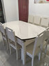 初屋 餐桌 岩板餐桌椅组合现代简约伸缩折叠圆桌家用小户型实木饭桌子 全白色-雪山白岩板-实木椅子 1.5m 一桌八椅 实拍图