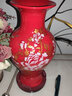 悦灵美 景德镇陶瓷器中国红花瓶摆件中式酒柜装饰品客厅书房插花工艺品 中国红牡丹鱼尾瓶 实拍图