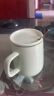 传旗陶瓷马克杯450ml大容量咖啡杯带勺盖牛奶杯茶杯办公水杯 绿 实拍图