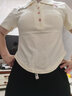 翊尚美短袖t恤女夏季棉质短款正肩翻领polo衫女装新款甜辣风修身上衣 8334杏色polo领【棉质薄款】 M 【适合95-105斤】 实拍图