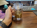富光 双层玻璃杯商务泡茶杯子 大容量男女耐热办公水杯过滤水杯带把 320ML黑色(WFB1004-320B) 实拍图