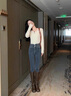 MELROSEMOOD高腰紧身牛仔裤女小脚长裤2025女装春季新款弹力紧身靴子显瘦长裤 蓝灰色 M 实拍图