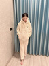 Teenie Weenie小熊女士加绒睡衣秋冬季连帽加厚保暖家居服套装男 燕麦米（女款） S 建议155-162cm/80-115斤 实拍图