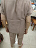 麦奕中老年套装女夏季棉麻短袖套装宽松休闲妈妈装上衣两件套七分裤 驼色套装 3XL(115-130斤左右） 实拍图